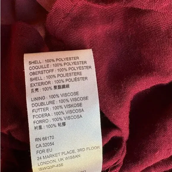 Free People Burgundy Velvet Babydoll Mini Dress w Smocked Bodice Lace Tie Back M - Picture 8 of 11